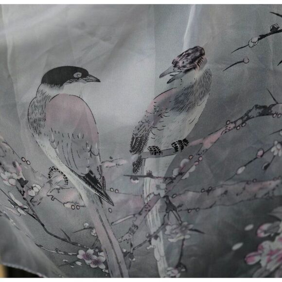 Elegant Sheer Scarf With Bird & Floral Design By Liang Dian nature elegant - Picture 2 of 12